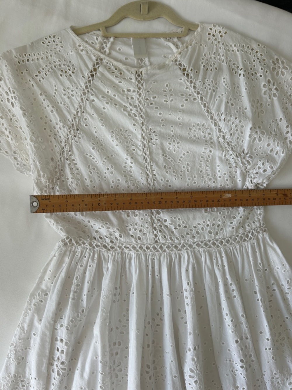 Zimmermann White Broderie Anglaise Midi Dress with Eyelet Detail 1 - Picture 8 of 12